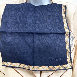 Unused Burberry Men Miniscarf/Handker 19" dark navy blue gold back nova check (6